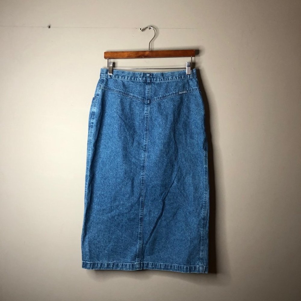 Blue Willis jean skirt long slit size 42 midi - Picture 6 of 8